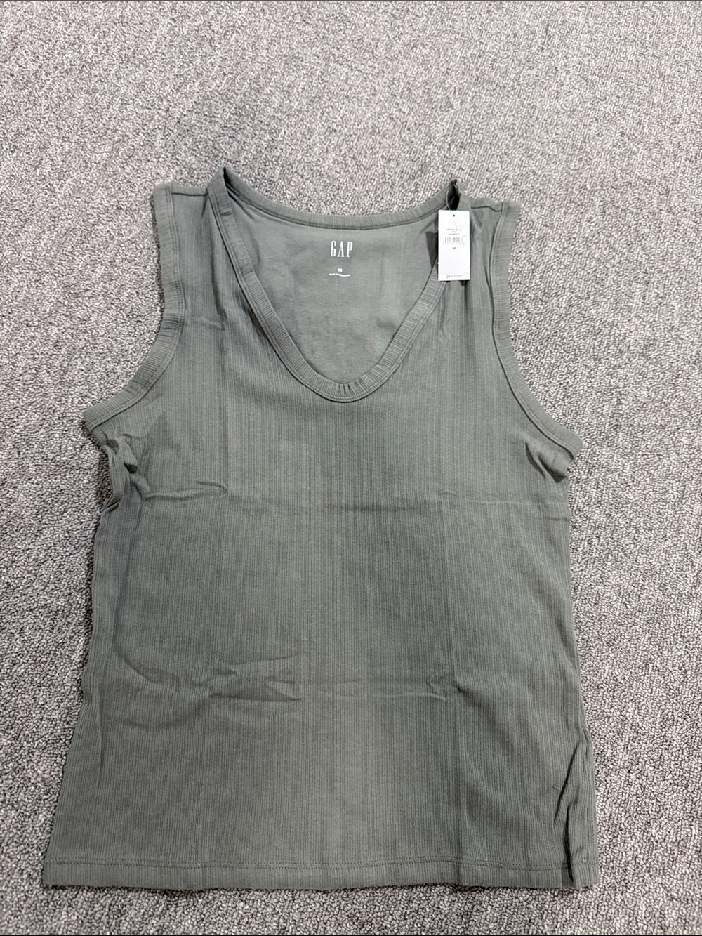 GAP Olive Ribbed V-Neck Tank Top
